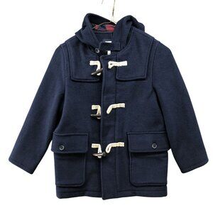 Gap Kids Size S 6-7 Wool Blend Duffle Coat Navy Blue Hooded Winter